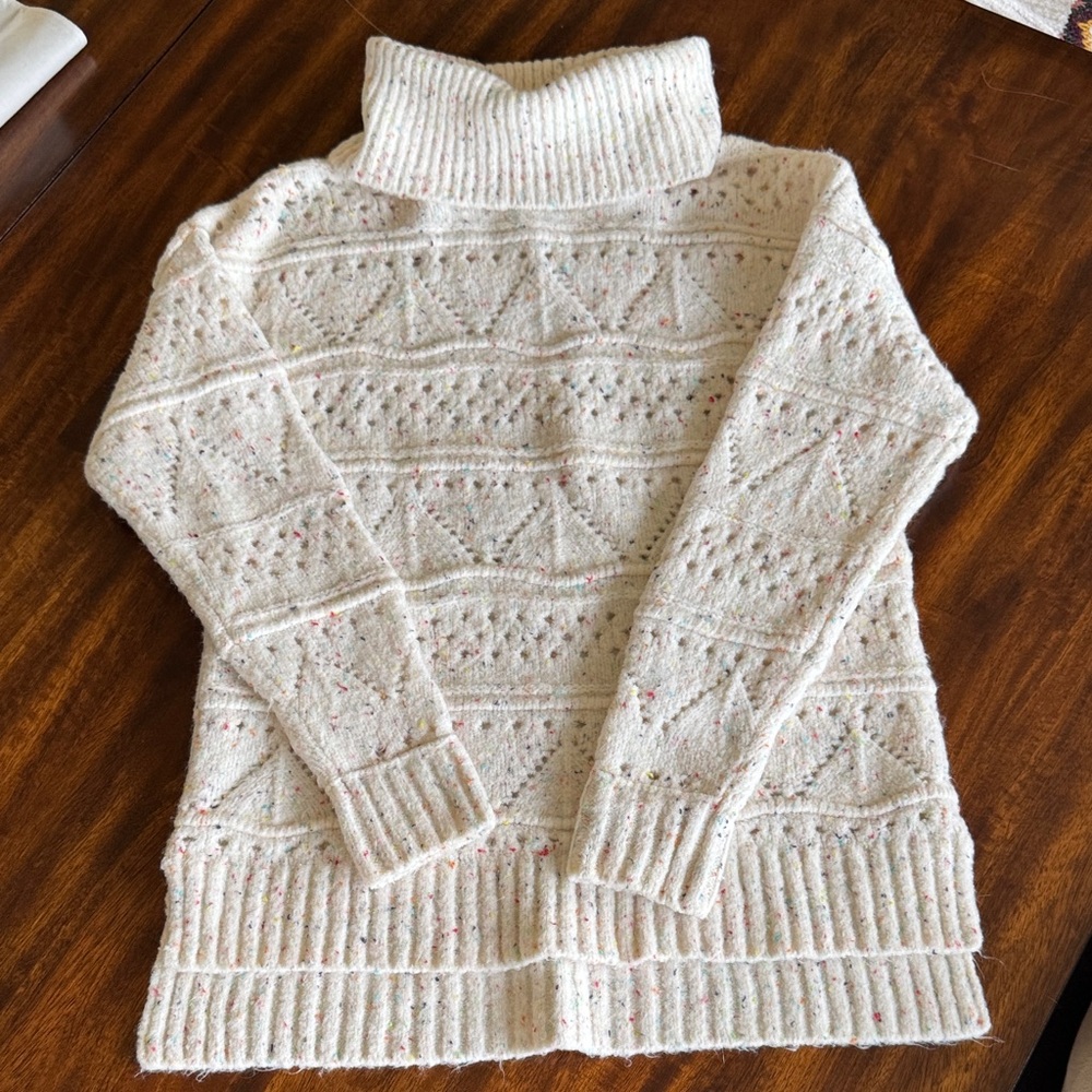 Sundance Cream Speckled Turtleneck Sweater